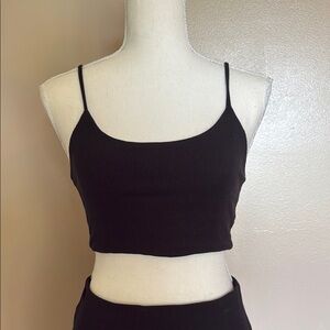 Black Ribbed Crop Top